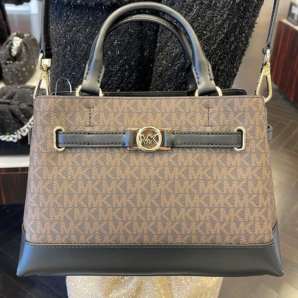 Michael Kors Reed Small Belted Logo Satchel Crossbody Center Zip Bag Purse  NWT